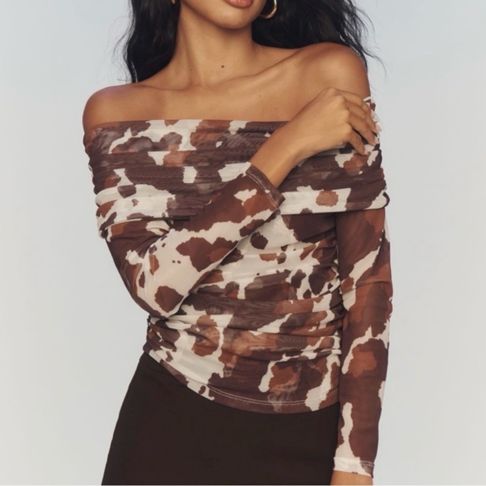 Anthropologie Maeve Aleda Mesh Off-Shoulder Top